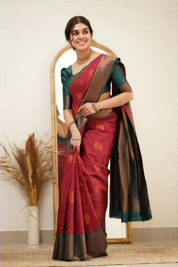 MAROON_PURE_BANARASI_SAREE